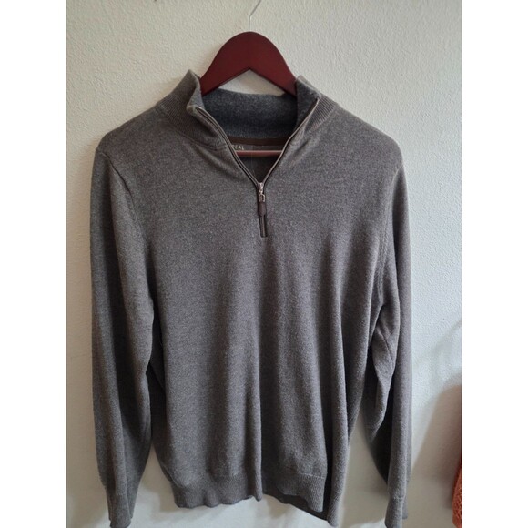 N. PEAL Sweater Men Size M Gray 1/4 Zip Long Sleeve 100% Cashmere - Picture 1 of 7